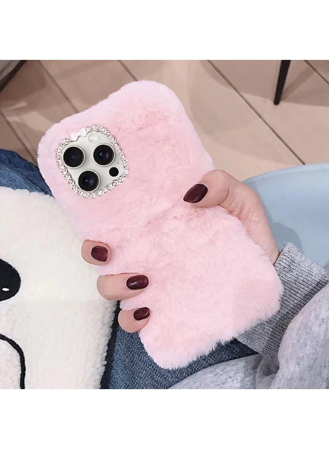 اس-توب جراب لهاتف iPhone 14 Pro مع حلقة عدسة ماسية بلون سادة، جراب هاتف مخملي - Image 1