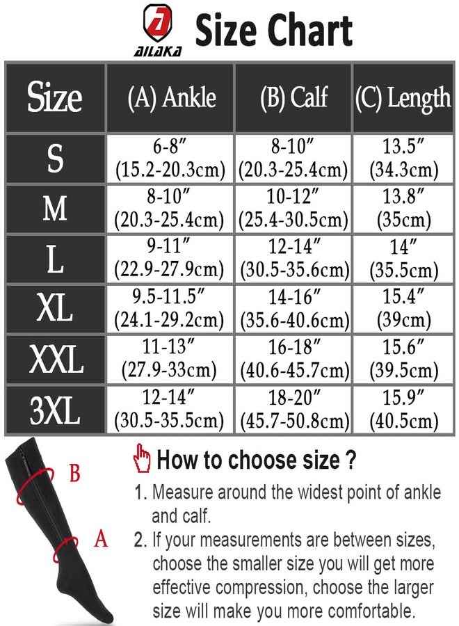 Ailaka Zipper Compression Socks Medical, 15-20 mmHg Knee High Compression Socks for Men Women, Close Toe Support Socks for Varicose Veins, Edema, Recovery, Pregnant, Nurse(Black, X-Large) - Image 5