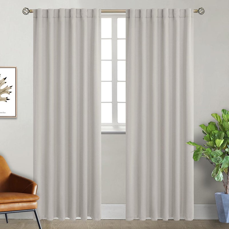 BGment Rod Pocket and Back Tab Blackout Curtains for Bedroom - Thermal Insulated Room Darkening Curtains for Living Room  2 Window Curtain Panels (52 x 90 Inch  Natural Camel) - Image 1