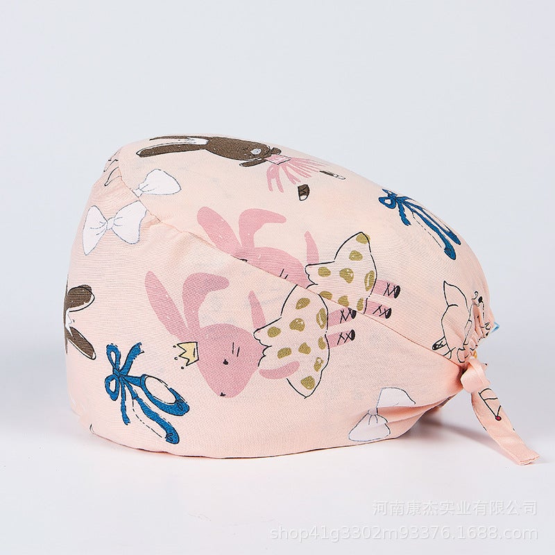 Surgical Cap Frosted Cap Women'S Pure Cotton Surgical Tie-Up Printed Nurst'S Cap New Buckle Men'S Dental And Dental Work Cap - Image 1