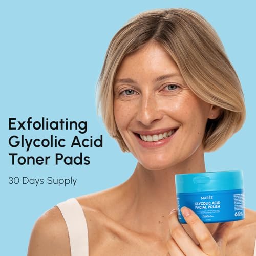 MAREE Glycolic Acid Polishes 2 PACK - Toner Polishes for Face Cleansing - Tea Tree Oil, Salicylic Acid & Vitamins E, B3, B5 - Facial Peel & Radiance Deep Cleaning Effect - Image 3