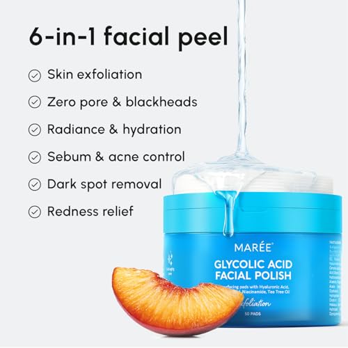 MAREE Glycolic Acid Polishes 2 PACK - Toner Polishes for Face Cleansing - Tea Tree Oil, Salicylic Acid & Vitamins E, B3, B5 - Facial Peel & Radiance Deep Cleaning Effect - Image 4