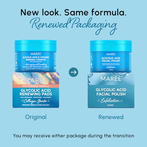 MAREE Glycolic Acid Polishes 2 PACK - Toner Polishes for Face Cleansing - Tea Tree Oil, Salicylic Acid & Vitamins E, B3, B5 - Facial Peel & Radiance Deep Cleaning Effect - Image 2