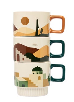 Prickly Pear Set of 3 Stacking Desert Mugs  - Image 2