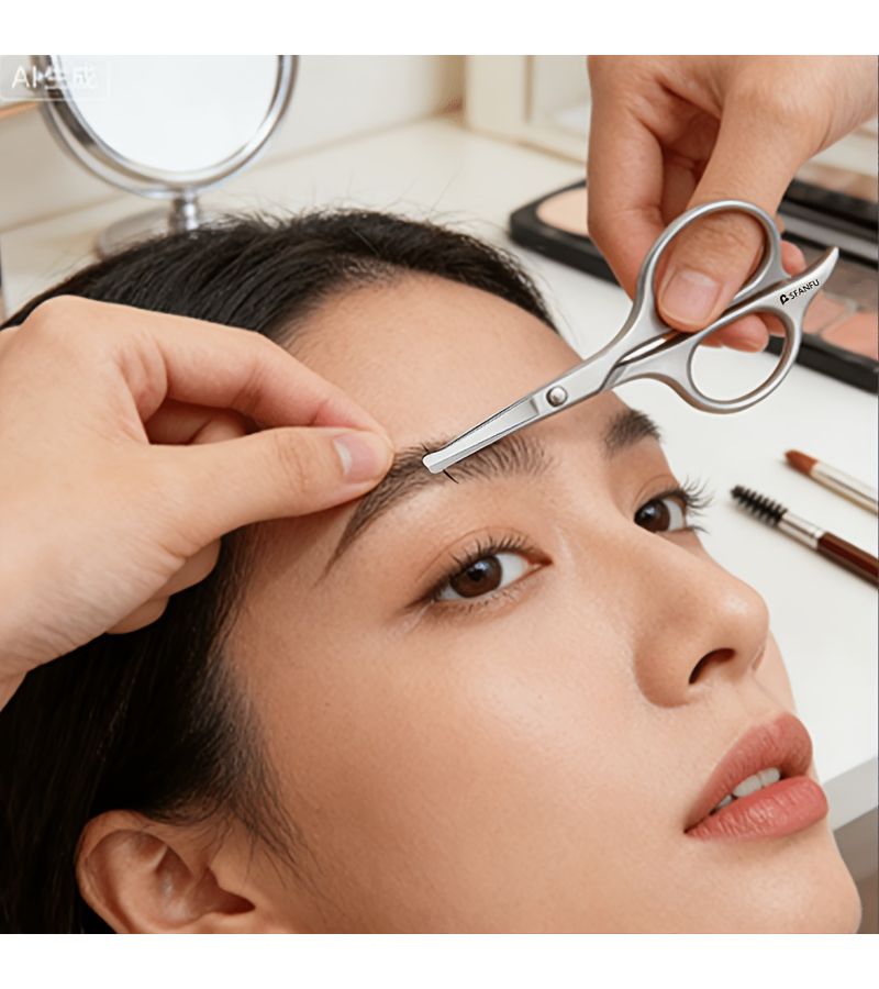 2pcs Professional Stainless Steel Nose Hair Scissors and Tweezers Set Round Head Design Daily Facial Care Tools - Image 2