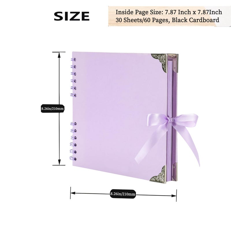 LOYAL BOOK Scrapbook (8 x 8 inch) Scrapbook Album 60 Pages Ideal for Your DIY Scrapbooking Albums Wedding and Anniversary Family Photo Album (purple) - Image 2