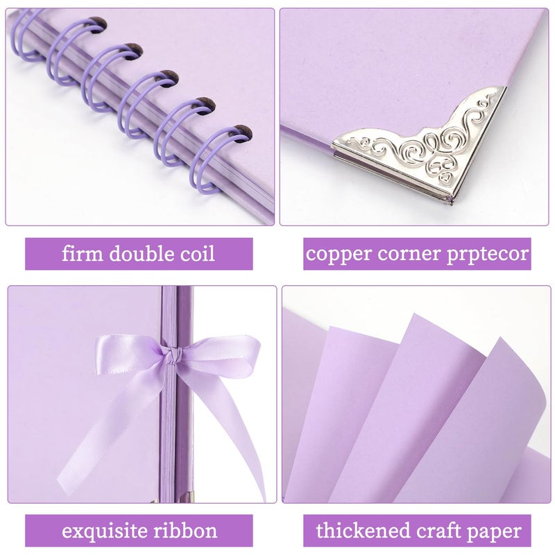 LOYAL BOOK Scrapbook (8 x 8 inch) Scrapbook Album 60 Pages Ideal for Your DIY Scrapbooking Albums Wedding and Anniversary Family Photo Album (purple) - Image 3