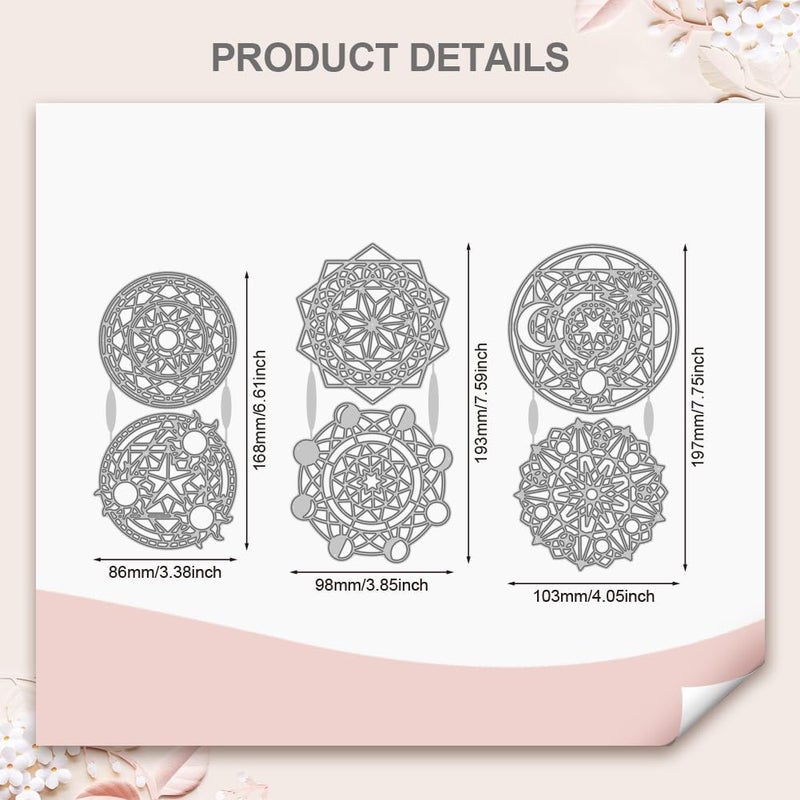 Scheduled warehouse deliver WADORN 6Pcs Magic Array Metal Cutting Dies, Vintage Magic Circle Metal Cutting Dies Stencils Round Lace Frame Background Embossing Tool Cut Stencils for DIY Paper Scrapbooking Album Craft Budget global standard quality Better quality than ordinary goods Fresh modern design Worldwide popular practical build Elegant upgraded practical design Famous in Saudi local markets Flexible sizing options Special offer Natural material Multi-price design picks Repeated detach compatible build Durability enhanced This year new model Heavy load resistant Best market price Latest available item Indoor outdoor all-purpose fit Expert recommended Hot & cold climate compatible Ship within Saudi Arabia Gulf market standard build Safe silicone build Different assemble options Ideal for various demands - Image 2