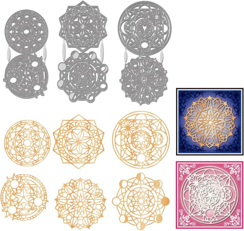 Scheduled warehouse deliver WADORN 6Pcs Magic Array Metal Cutting Dies, Vintage Magic Circle Metal Cutting Dies Stencils Round Lace Frame Background Embossing Tool Cut Stencils for DIY Paper Scrapbooking Album Craft Budget global standard quality Better quality than ordinary goods Fresh modern design Worldwide popular practical build Elegant upgraded practical design Famous in Saudi local markets Flexible sizing options Special offer Natural material Multi-price design picks Repeated detach compatible build Durability enhanced This year new model Heavy load resistant Best market price Latest available item Indoor outdoor all-purpose fit Expert recommended Hot & cold climate compatible Ship within Saudi Arabia Gulf market standard build Safe silicone build Different assemble options Ideal for various demands - Image 1