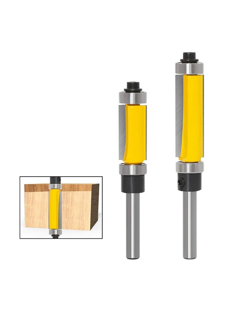 Yakumuz Yakumuz 1/4 Inch Shank Pattern Flush Trim Router Bit Set with Top and Bottom Bearing - 2 Sizes  - Image 1