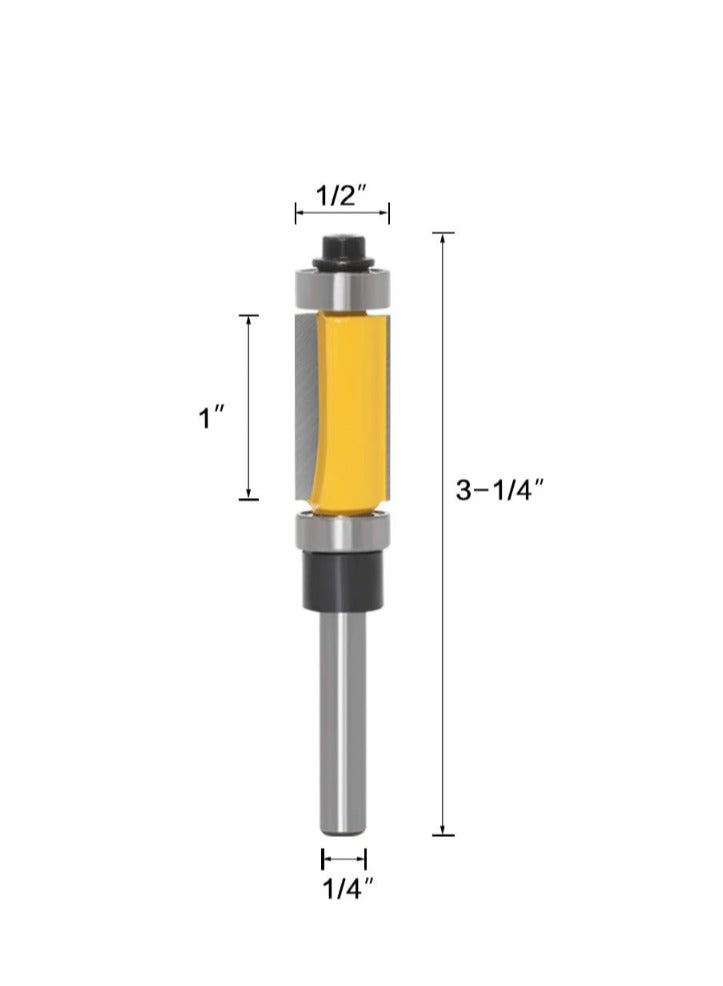 Yakumuz Yakumuz 1/4 Inch Shank Pattern Flush Trim Router Bit Set with Top and Bottom Bearing - 2 Sizes  - Image 3