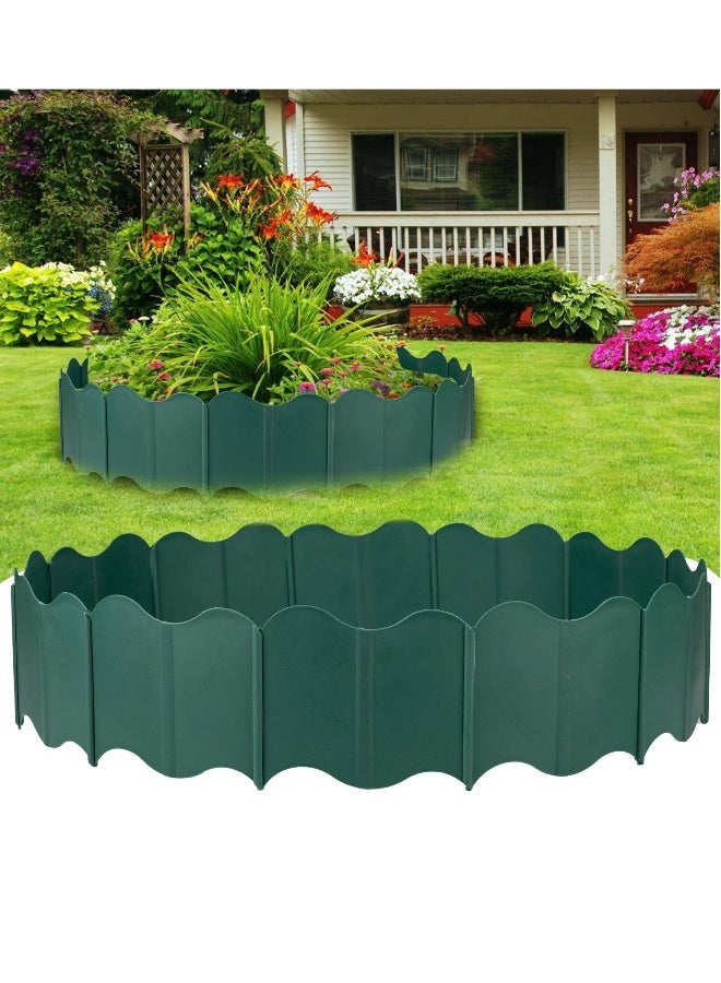 Generic 20Pcs Garden Edging Border Kit 10FT Fence Edgings Landscape Border No Dig Landscape Edging Decorative Interlocking for DIY  for Landscaping Lawn Flower Beds Grass Yard Walkway Green - Image 1