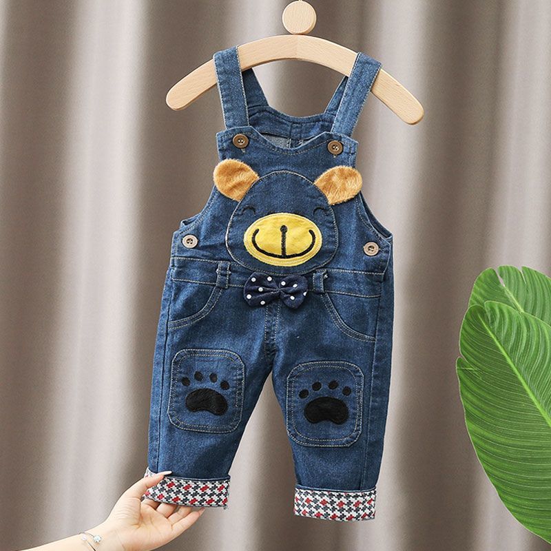 Baby'S Denim Buckle Pants Children'S Shoulder Buckle Pants Boys And Girls Casual Trousers Infant Vat Trousers - Image 4
