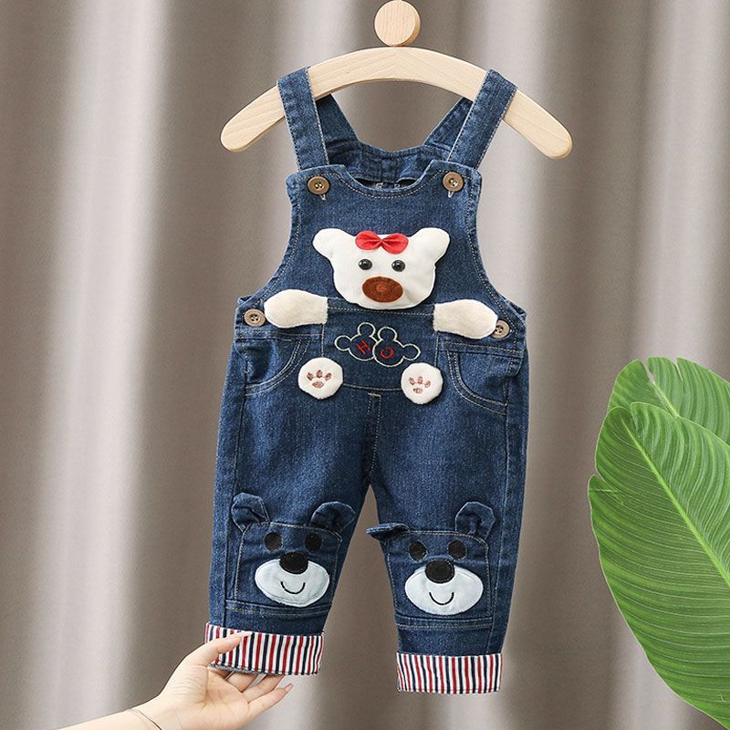 Baby'S Denim Buckle Pants Children'S Shoulder Buckle Pants Boys And Girls Casual Trousers Infant Vat Trousers - Image 2