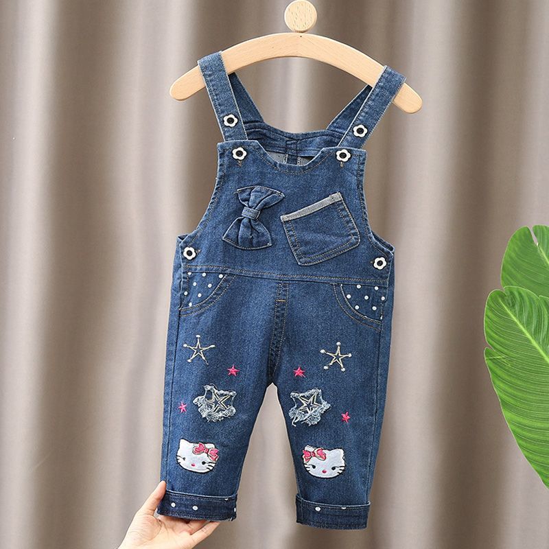 Baby'S Denim Buckle Pants Children'S Shoulder Buckle Pants Boys And Girls Casual Trousers Infant Vat Trousers - Image 5