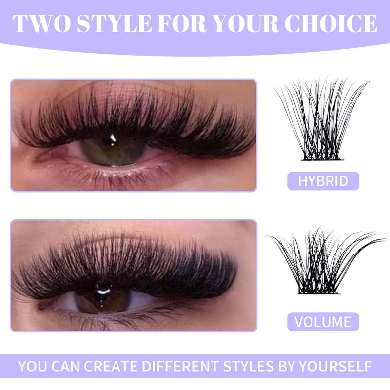 WENDY LASHES Clusters for Eyelash Extensions: 12-16mm Mixed, Lightweight, Natural, Wispy, Waterproof, Cat Eye, DIY at Home, D Curl, Wendy, C3+C9, FD318 - Image 2