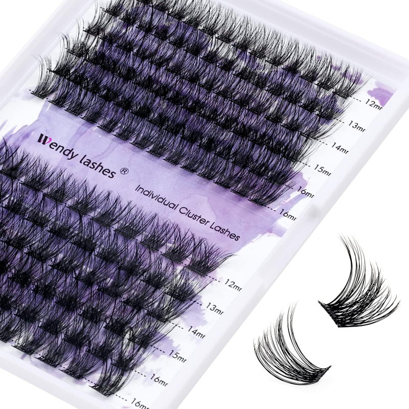 WENDY LASHES Clusters for Eyelash Extensions: 12-16mm Mixed, Lightweight, Natural, Wispy, Waterproof, Cat Eye, DIY at Home, D Curl, Wendy, C3+C9, FD318 - Image 1