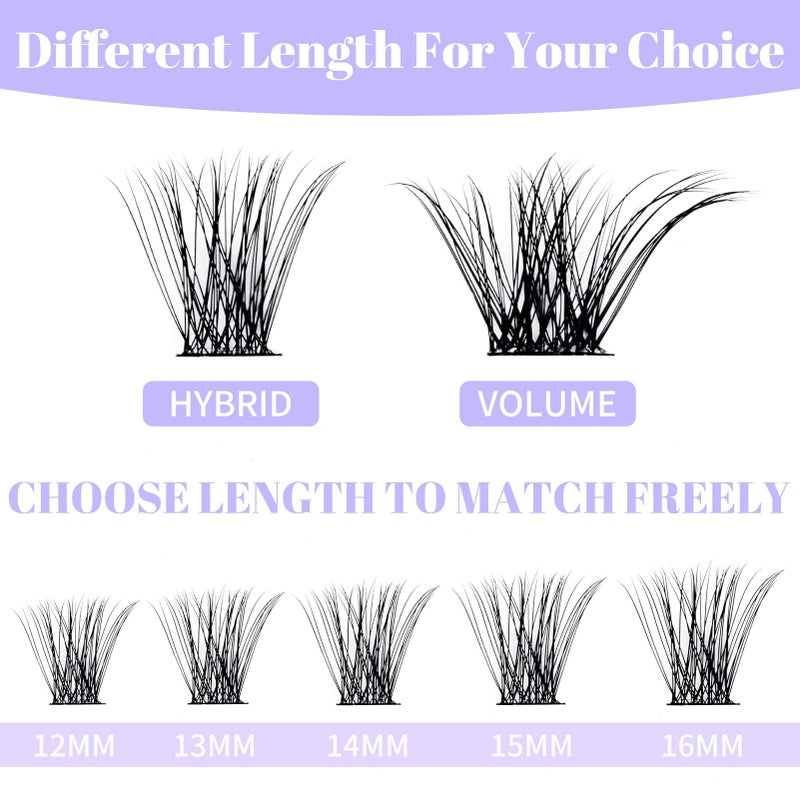 WENDY LASHES Clusters for Eyelash Extensions: 12-16mm Mixed, Lightweight, Natural, Wispy, Waterproof, Cat Eye, DIY at Home, D Curl, Wendy, C3+C9, FD318 - Image 4