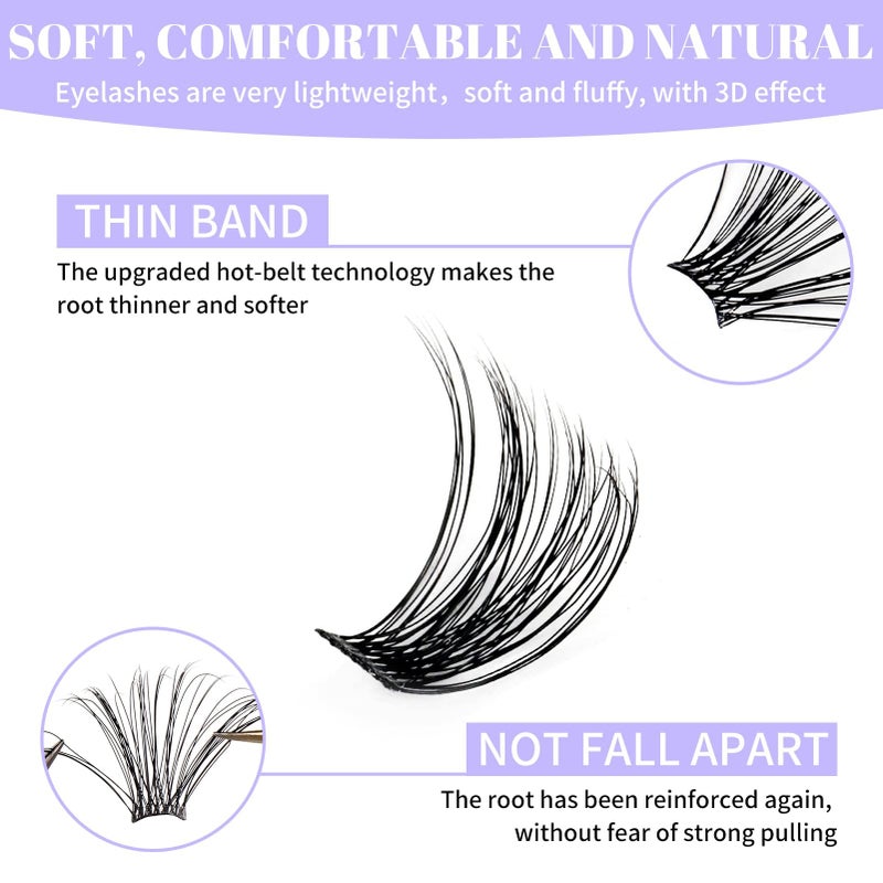 WENDY LASHES Clusters for Eyelash Extensions: 12-16mm Mixed, Lightweight, Natural, Wispy, Waterproof, Cat Eye, DIY at Home, D Curl, Wendy, C3+C9, FD318 - Image 3