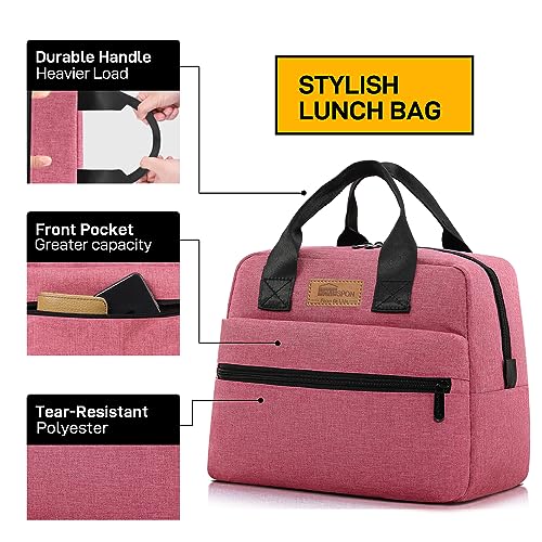 HOMESPON Insulated Lunch Bag for Women Men Lunch Box Cooler Lunch Tote for Work Picnic (Rose) - Image 2