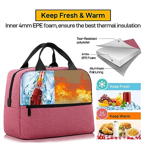 HOMESPON Insulated Lunch Bag for Women Men Lunch Box Cooler Lunch Tote for Work Picnic (Rose) - Image 5
