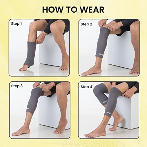 AGARO Stretchable Knee Support, Breathable Fabric, Uniform Compression, Relieves Muscle Pain, Joint Pain, Injury Recovery, For Workout, Running, For Men & Women, Knee Cap, Medium, Grey, Pack of 2 - Image 3