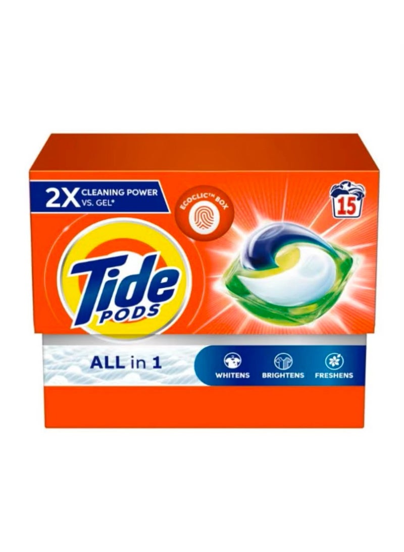 Tide Original All In One Laundry Detergent Pods Whitens Brightens Freshens 15 Count 286.5grams - Image 1