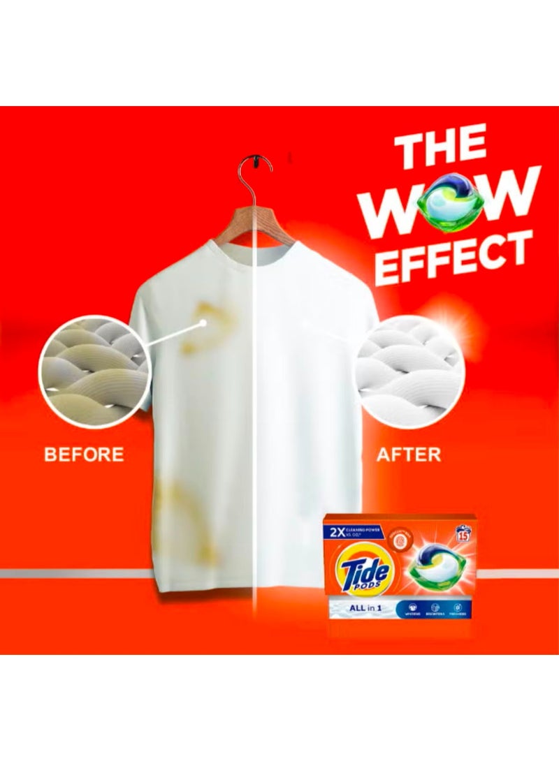 Tide Original All In One Laundry Detergent Pods Whitens Brightens Freshens 15 Count 286.5grams - Image 3