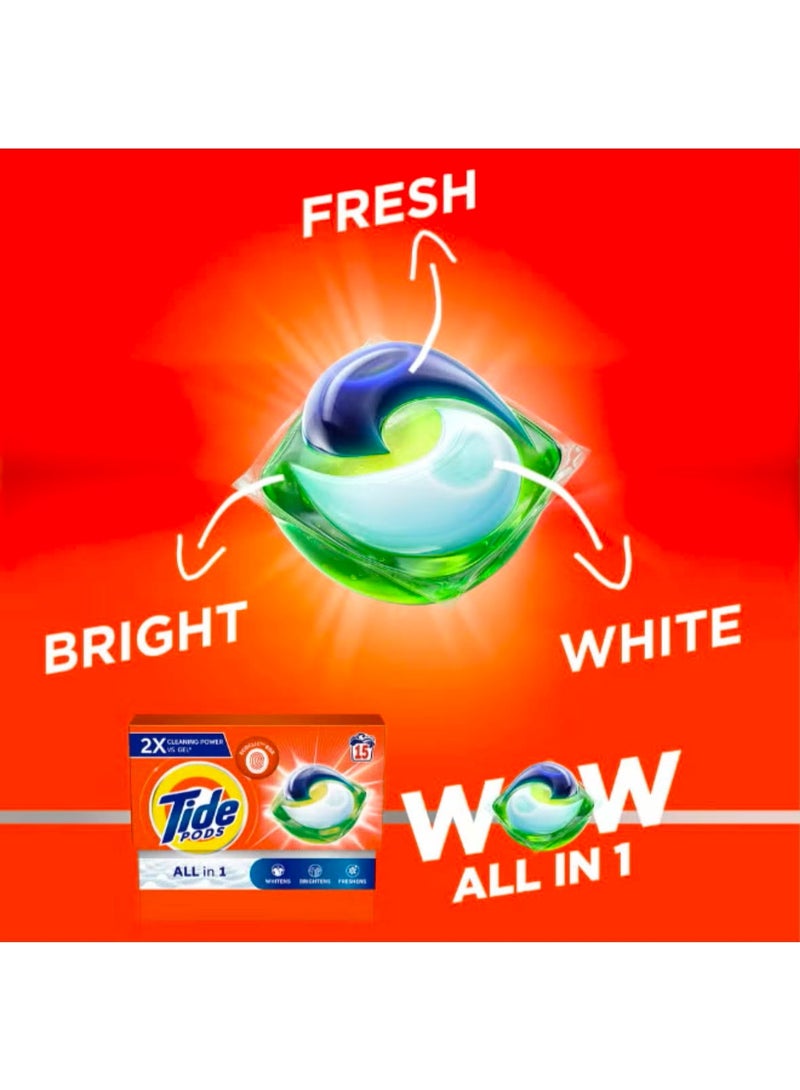 Tide Original All In One Laundry Detergent Pods Whitens Brightens Freshens 15 Count 286.5grams - Image 5