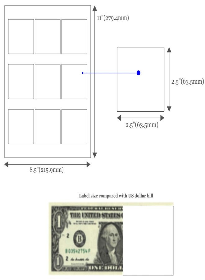 Mr-Label -2-1/2" x 2-1/2" Matte White Square Tag Labels-Permanent Adhesive Travel Bottle Labels – Waterproof and Tear-Resistant Labels for Inkjet & Laser Printer & Handwritten (225 labels | 25 sheets) - Image 2