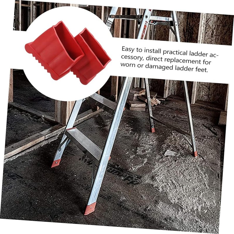 2 Pcs Heavy Duty Rubber Ladder Foot Covers Nonslip Pads for Stable Legs Floor Protection - Image 3