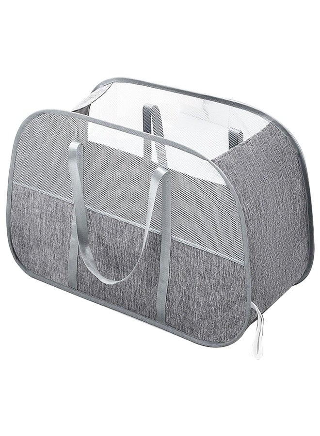 DUNISO 95L Collapsible Laundry Basket,Portable Laundry Basket，Mesh Popup Clothes Laundry Hamper with Extended Handles，Breathable and Mold Resistant，Easy to Carry，for Laundry, Bathroom, Dorm or Travel，Grey - Image 1