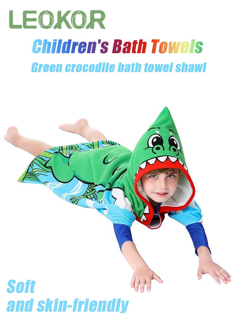 LEOKOR Kids Bath Towel for 4-9 Years Toddler, Microfiber Bath Towel Super Soft Robe Poncho Bathrobe, Children's Beach Pool Bath Swim Coverups with Portable Bag 70*150CM  - Image 2