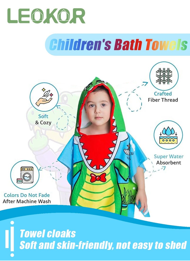 LEOKOR Kids Bath Towel for 4-9 Years Toddler, Microfiber Bath Towel Super Soft Robe Poncho Bathrobe, Children's Beach Pool Bath Swim Coverups with Portable Bag 70*150CM  - Image 3
