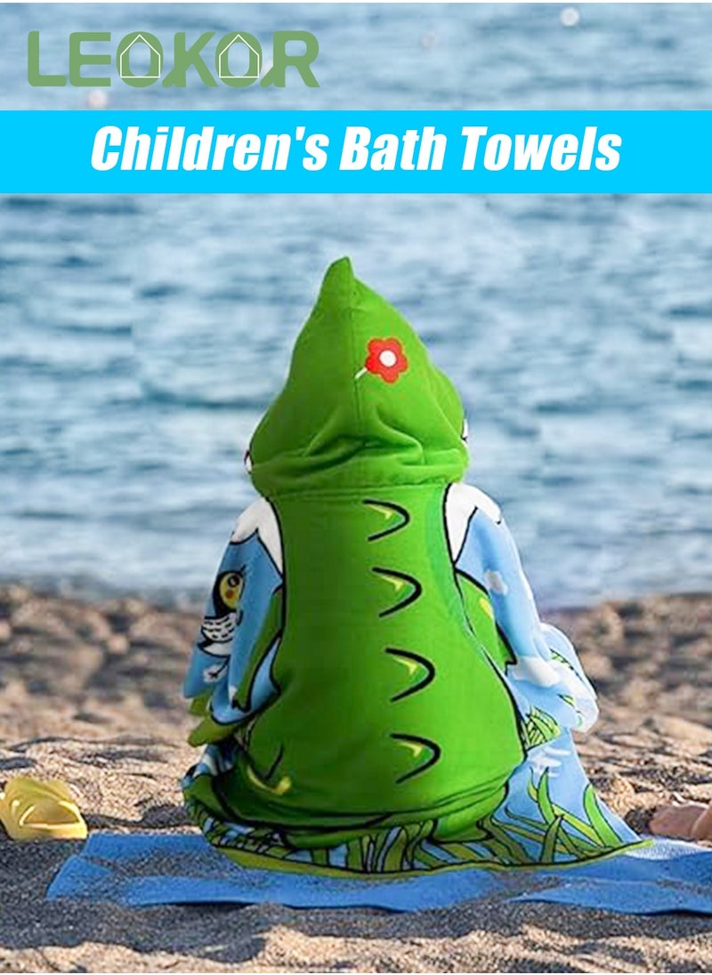 LEOKOR Kids Bath Towel for 4-9 Years Toddler, Microfiber Bath Towel Super Soft Robe Poncho Bathrobe, Children's Beach Pool Bath Swim Coverups with Portable Bag 70*150CM  - Image 4