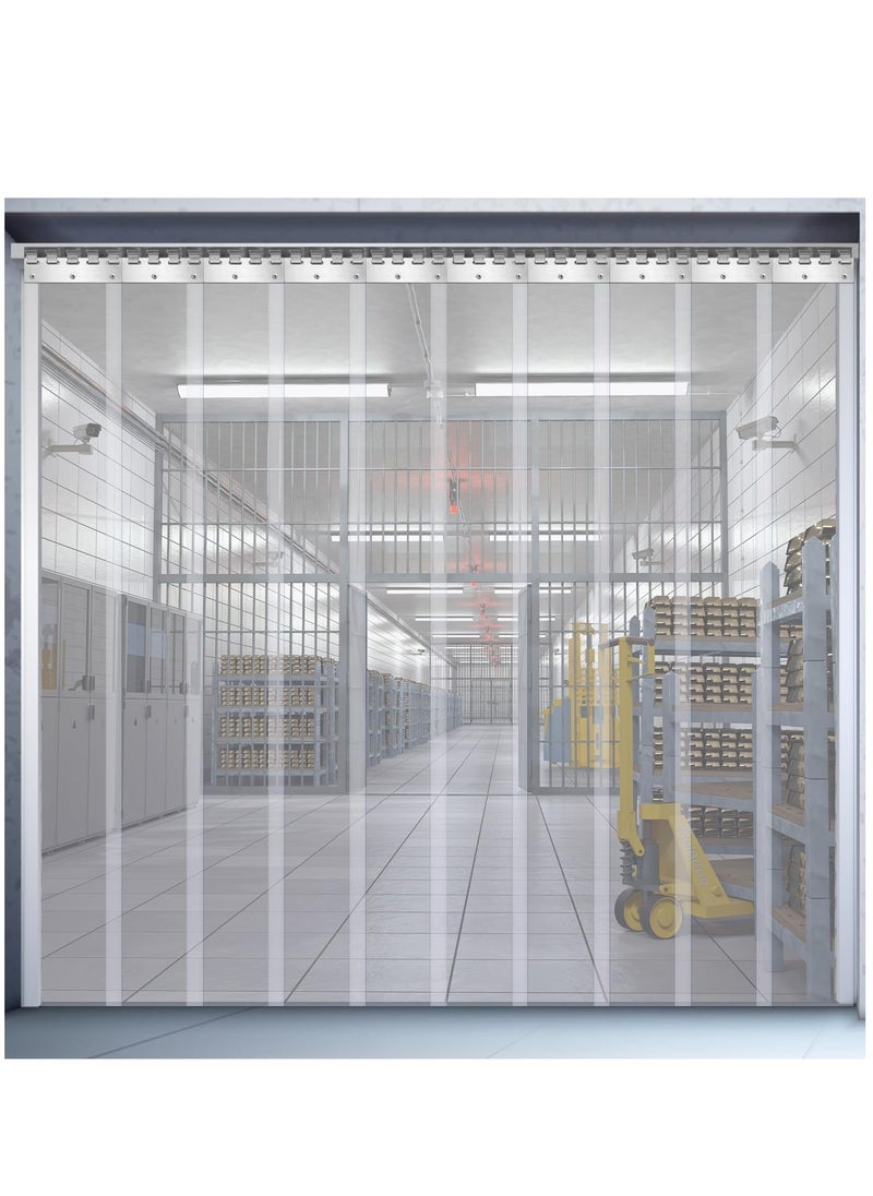 Rubik - PVC Plastic Strips Door Curtains Transparent (3.28 x 8.85 ft), Readymade 2mm Thick Refrigeration Grade Curtains For Supermarkets Warehouse Factories Walk In AC Freezer Fridge Trucks - Image 1