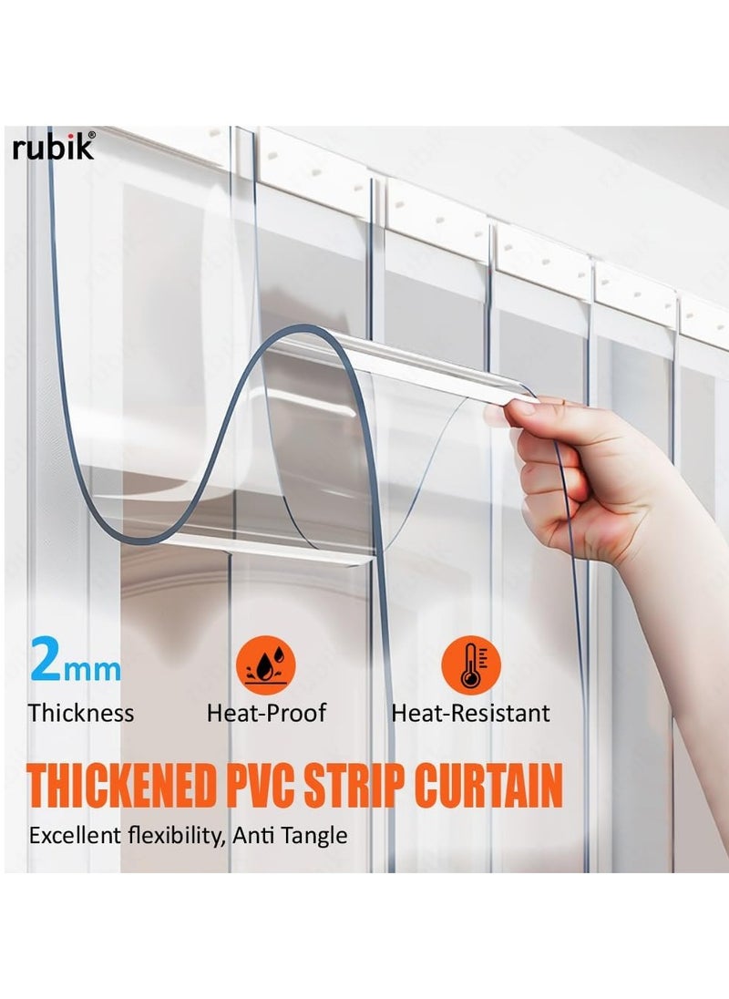 Rubik - PVC Plastic Strips Door Curtains Transparent (3.28 x 8.85 ft), Readymade 2mm Thick Refrigeration Grade Curtains For Supermarkets Warehouse Factories Walk In AC Freezer Fridge Trucks - Image 1