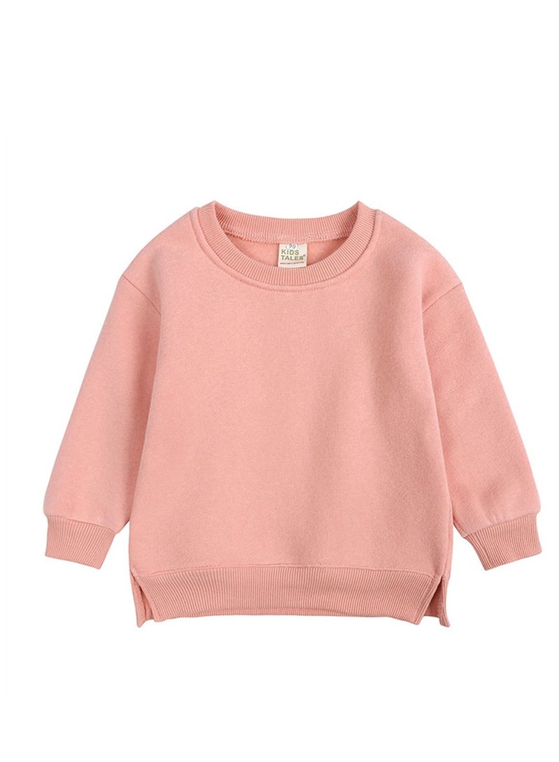 KIDS TALES تي شيرت بأكمام طويلة بلون موحد للأطفال باللون الوردي - Image 1