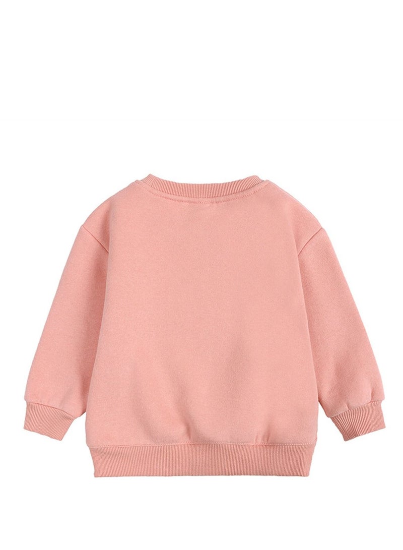 KIDS TALES تي شيرت بأكمام طويلة بلون موحد للأطفال باللون الوردي - Image 2