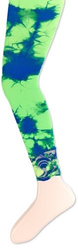 Jefferies Socks Girls 7-16 Lace Tie Dye Footless Tights, Neon Lime/Blue, 10-14 - Image 3