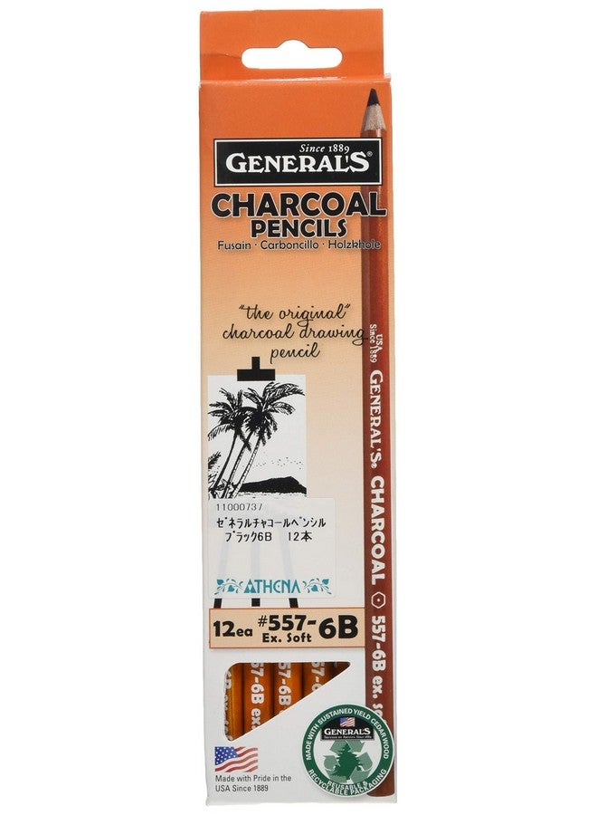 General's General Charcoal Pencil 557-6B Box Of 12 - Image 1