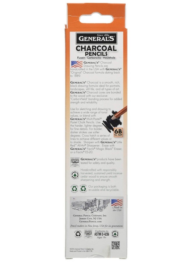 General's General Charcoal Pencil 557-6B Box Of 12 - Image 2
