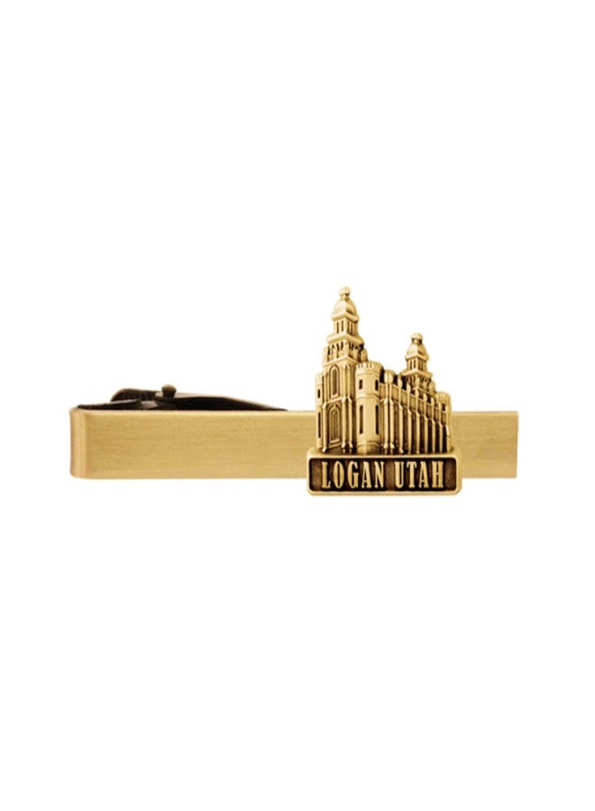 Ringmasters LDS Logan Utah Temple Gold Steel Tie Bar - Tie Clip - Priesthood Gift, LDS Missionary, Tie Clip - Image 1