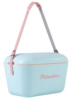 Polarbox Polarbox® 20 L Ice Box - For Outdoor Use - Portable - For Drinks And Food - Storage Box - Pop - Sky Blue/Baby Rose Cooler with Baby Rose Leather Strap  - Image 2