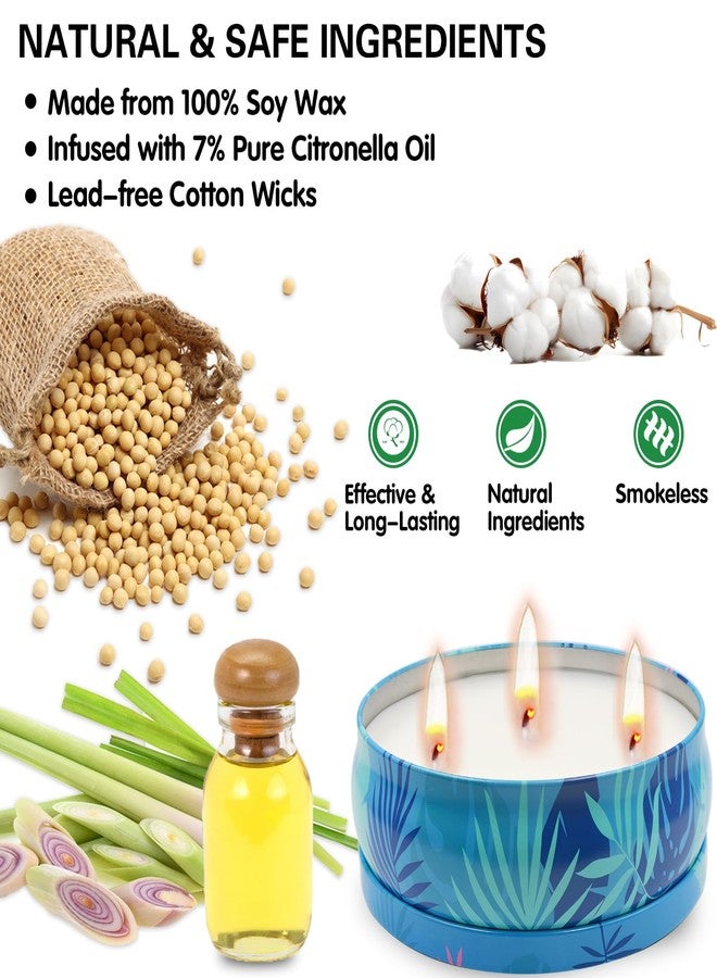 Collabell Citronella Candles Outdoor, 12 oz Large Citronella Candles for Patio 3 Pack, 240-Hour Total Burn Time, Natural Soy Wax Outdoor Candle for Backyard, Deck, Garden, Camping, Summer Parties - Image 3