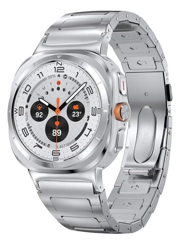 TIGER Stainless Steel Band Compatible with Galaxy Watch Ultra 47mm (2024) || No Gap Business Metal Replacement Strap for Samsung Galaxy Watch 7 Ultra 47mm – Premium Adjustable Wristband for Men – Durable & Stylish Silver - Image 1