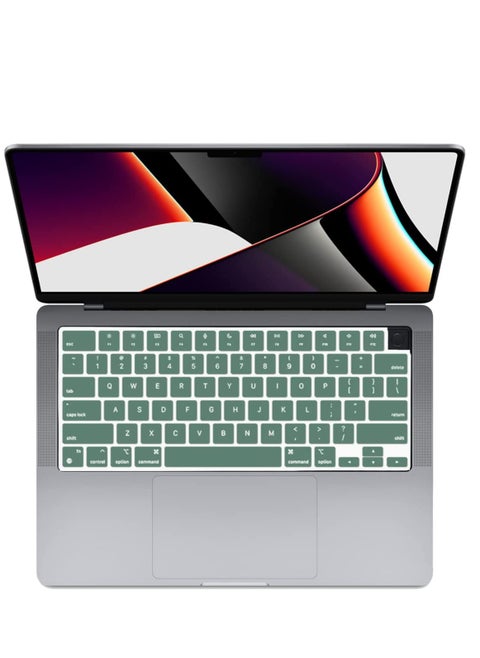 Silicone Keyboard Skin Cover Compatible with MacBook Air 15 M2/M3/M4 Chip A2941/A3114/A3241, Compatible with MacBook Air 13.6 M2/M3/M4 A2681/A3113/A3240,Compatible with MacBook Pro 14/16 M4 M3 M2 M1 A3112 A3401 A2992 A2918 A2779 A2442 A3185 A3403 A3186  A2991 A2780 A2485, Green