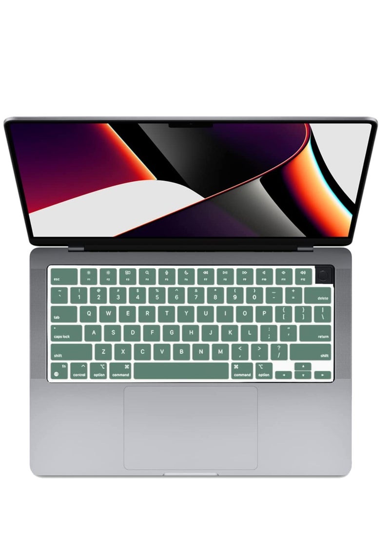 Generic - Silicone Keyboard Skin Cover Compatible with MacBook Air 15 M2/M3/M4 Chip A2941/A3114/A3241, Compatible with MacBook Air 13.6 M2/M3/M4 A2681/A3113/A3240,Compatible with MacBook Pro 14/16 M4 M3 M2 M1 A3112 A3401 A2992 A2918 A2779 A2442 A3185 A3403 A3186  A2991 A2780 A2485, Green - Image 1