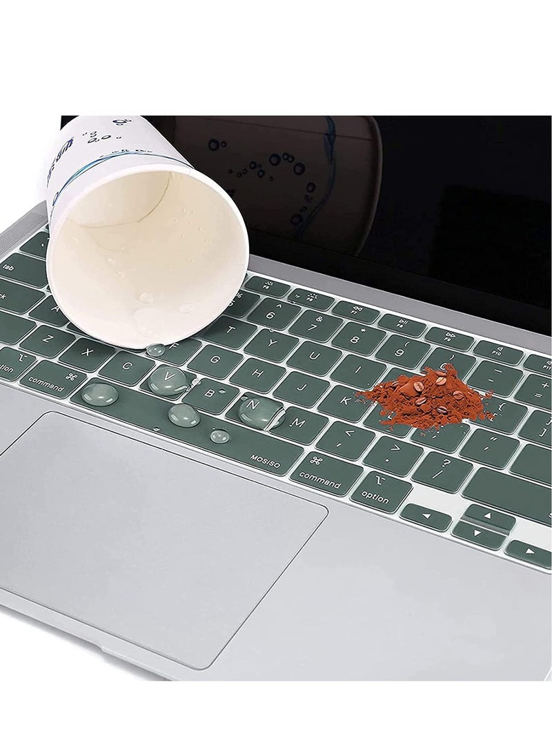 Generic - Silicone Keyboard Skin Cover Compatible with MacBook Air 15 M2/M3/M4 Chip A2941/A3114/A3241, Compatible with MacBook Air 13.6 M2/M3/M4 A2681/A3113/A3240,Compatible with MacBook Pro 14/16 M4 M3 M2 M1 A3112 A3401 A2992 A2918 A2779 A2442 A3185 A3403 A3186  A2991 A2780 A2485, Green - Image 1