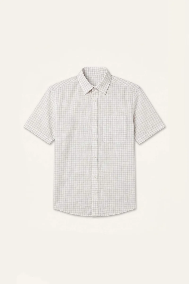 Regular Fit Polo Collar Striped Cotton Short Sleeve Shirt